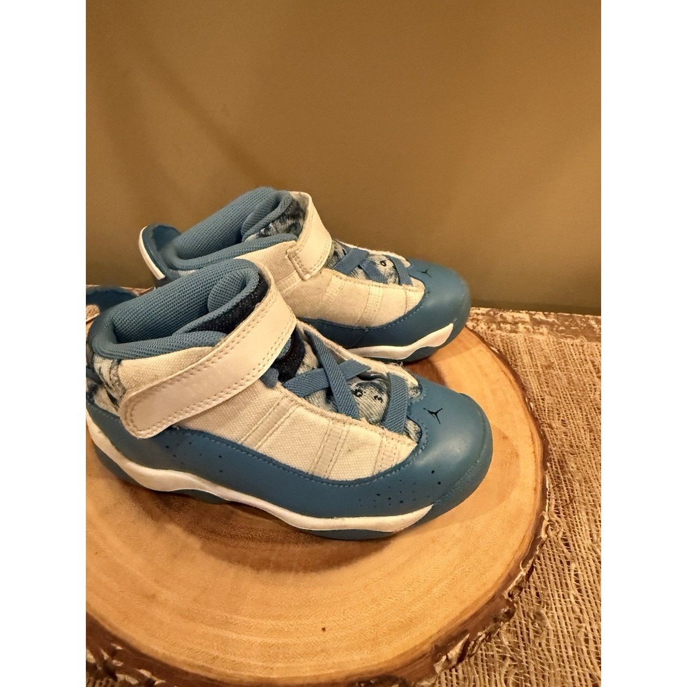 Jordan 6 Rings Tennis Shoes Toddler‎ Size 10C Blue White Dutch DM8954-100 VGUC
